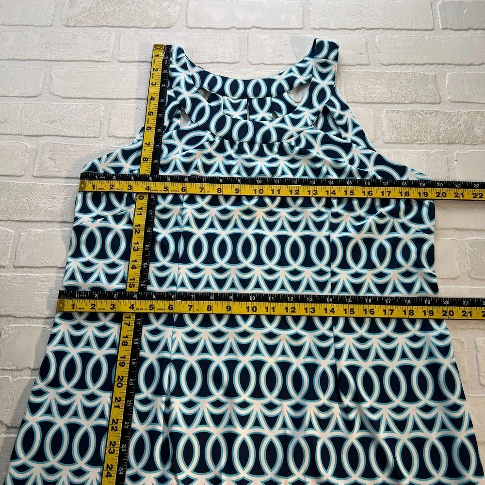 LULU B Dress‎ Womens XL Blue Geometric Sleeveless UPF 50 Strappy Travel Resort